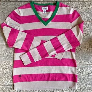 💕Lilly Pulitzer Pink & Cream V-Neck Sweater💕